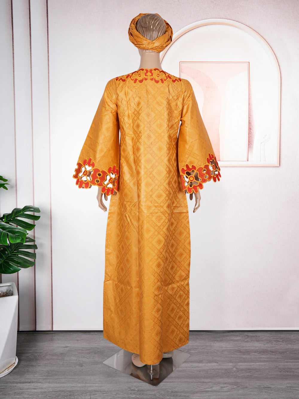 H&D African Clothing Dresses For Women Elegant Wedding Party Gown Ankara Dashiki Long Dress Roupas Bazin Riche Yellow Robes