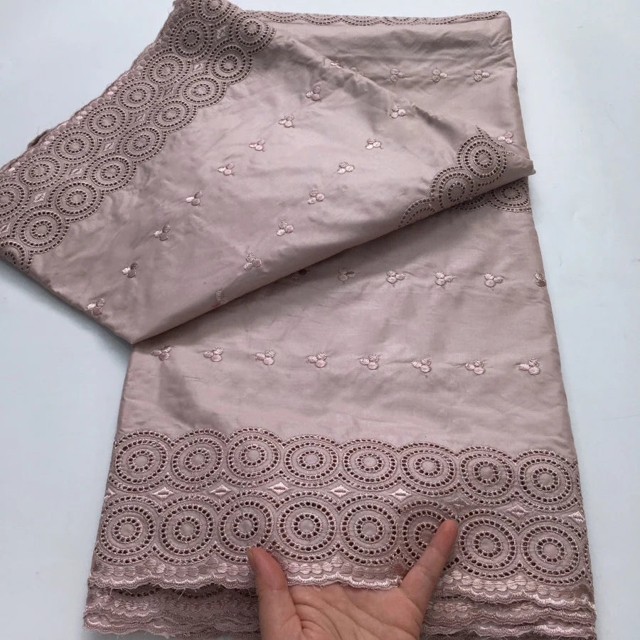 African Dry Cotton Lace Fabric 2025 High Quality 5 Yards Embroidered Men's Nigerian Lace Fabric Elegant Dress for Party A4041