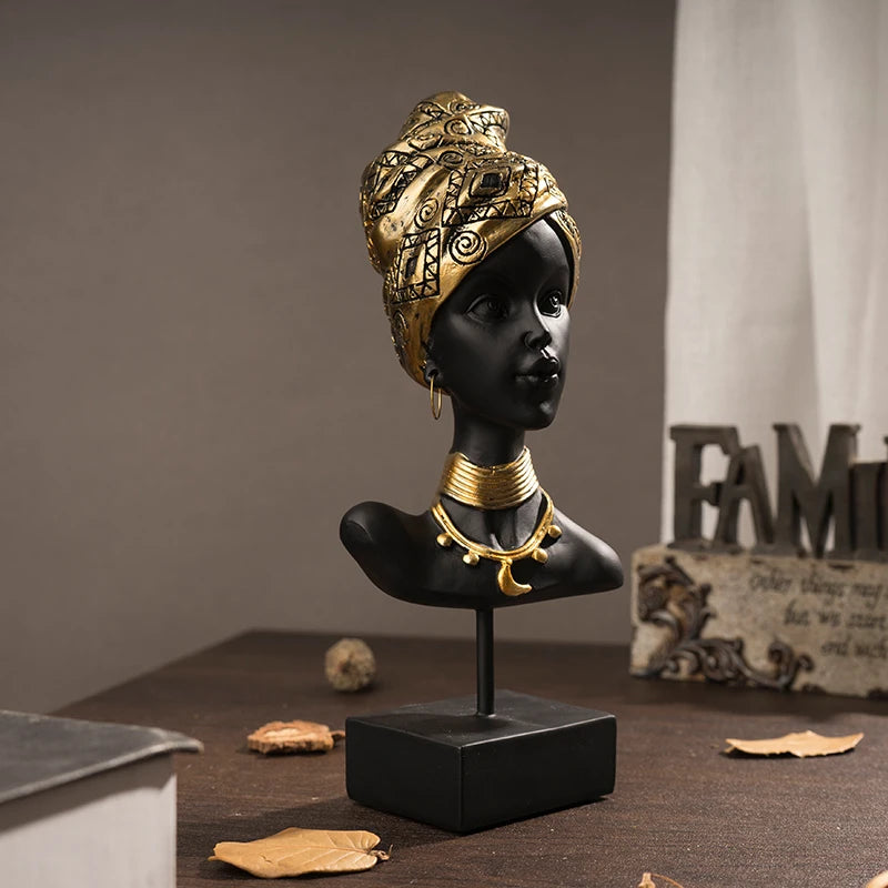 SAAKAR Resin Black Woman Figurines Home Interior African Exotic Orname ...