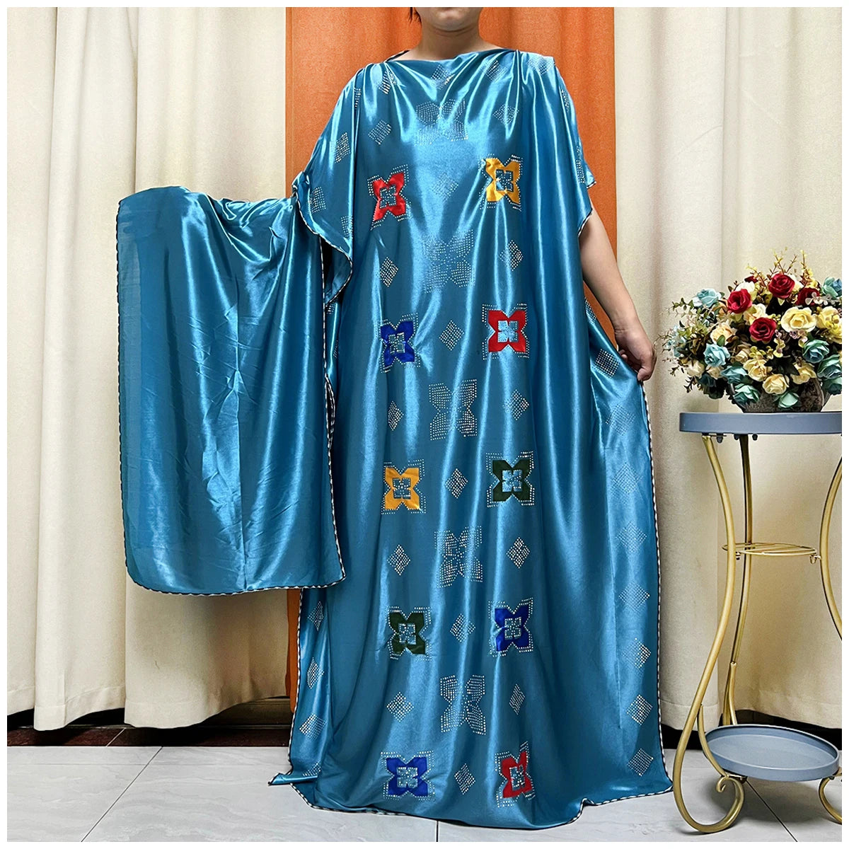 African Abaya For Women Kaftan islamic Clothing With Scarf African Women Dress Inlaid Mubarak Dubai Femme Luxury Muslim Dress