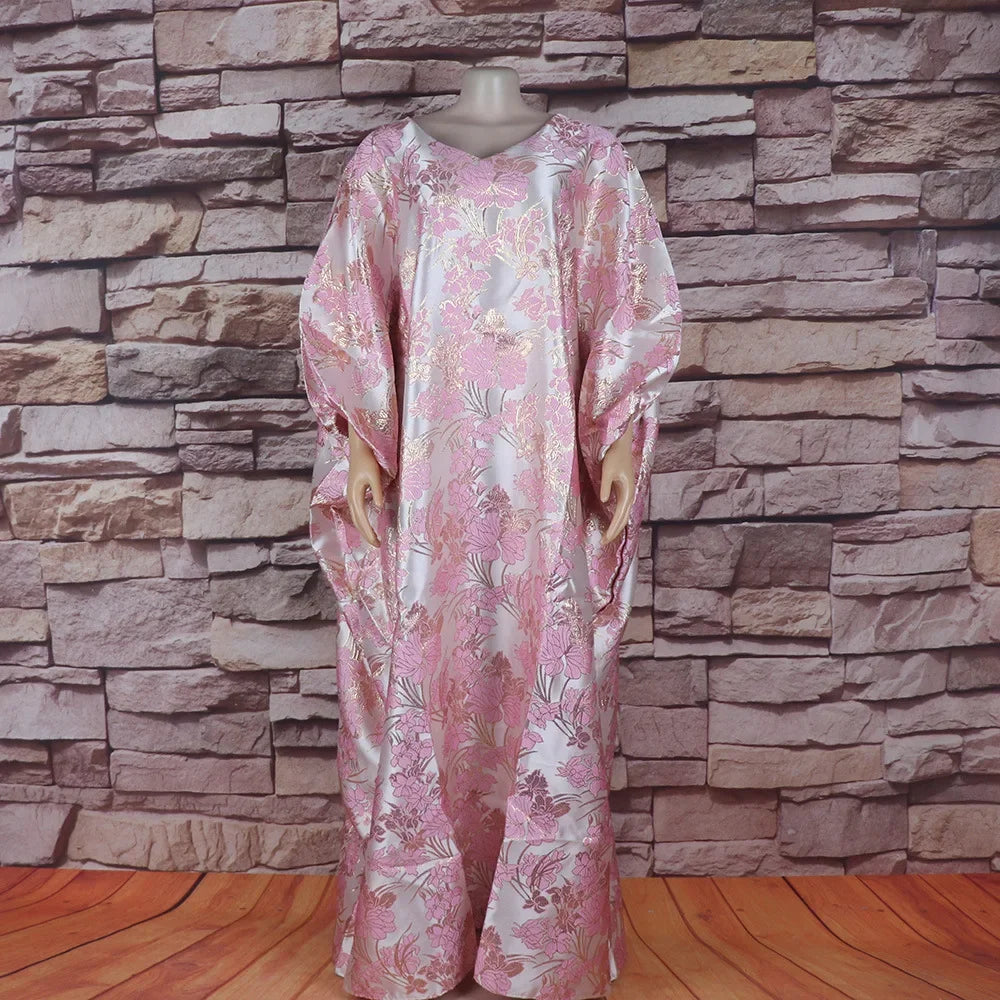 African Dresses for Women 2024 Muslim Fashion Boubou Dashiki Traditional Africa Clothes Ankara Outfits Evening Gown With Headtie