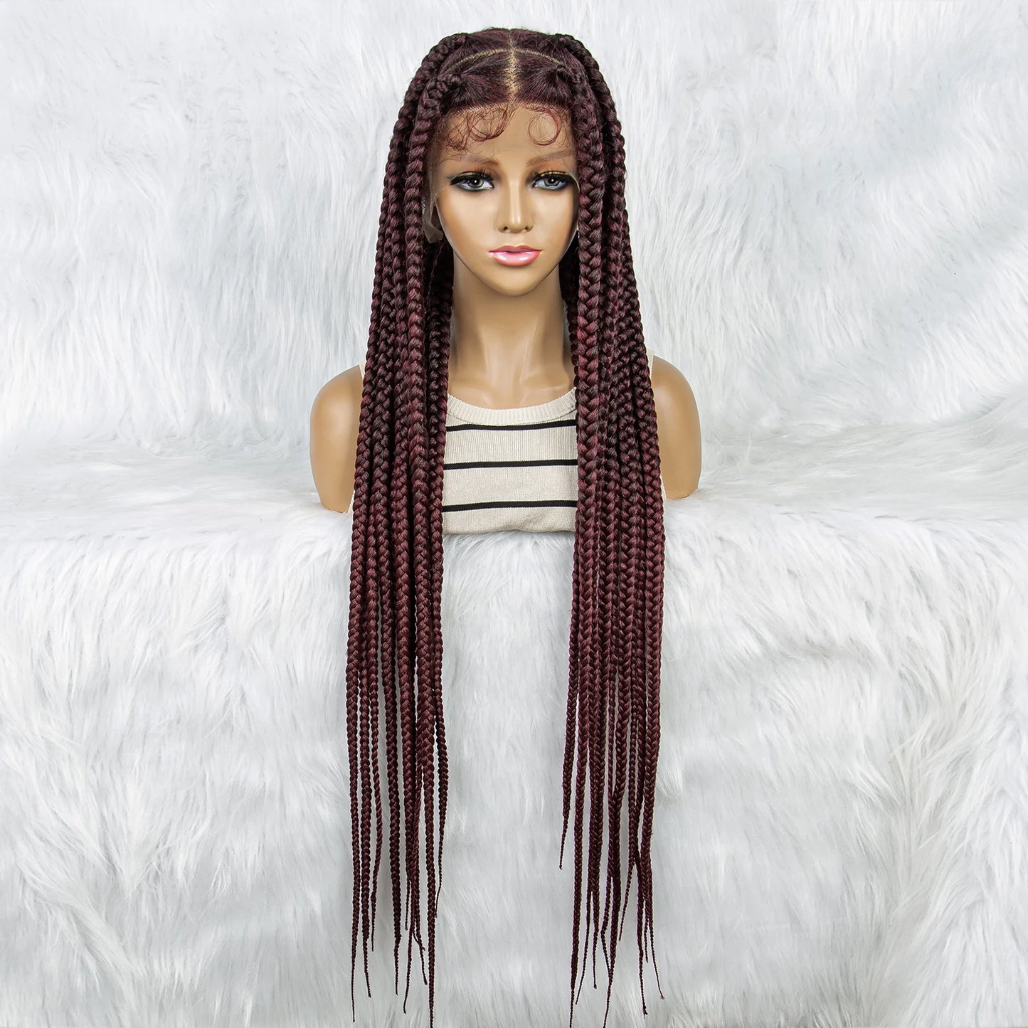 HD Full Lace Braided Wigs for Black Women Box Braids Synthetic Lace Front Wig Big Square Knotless Box Braids With Baby Hair