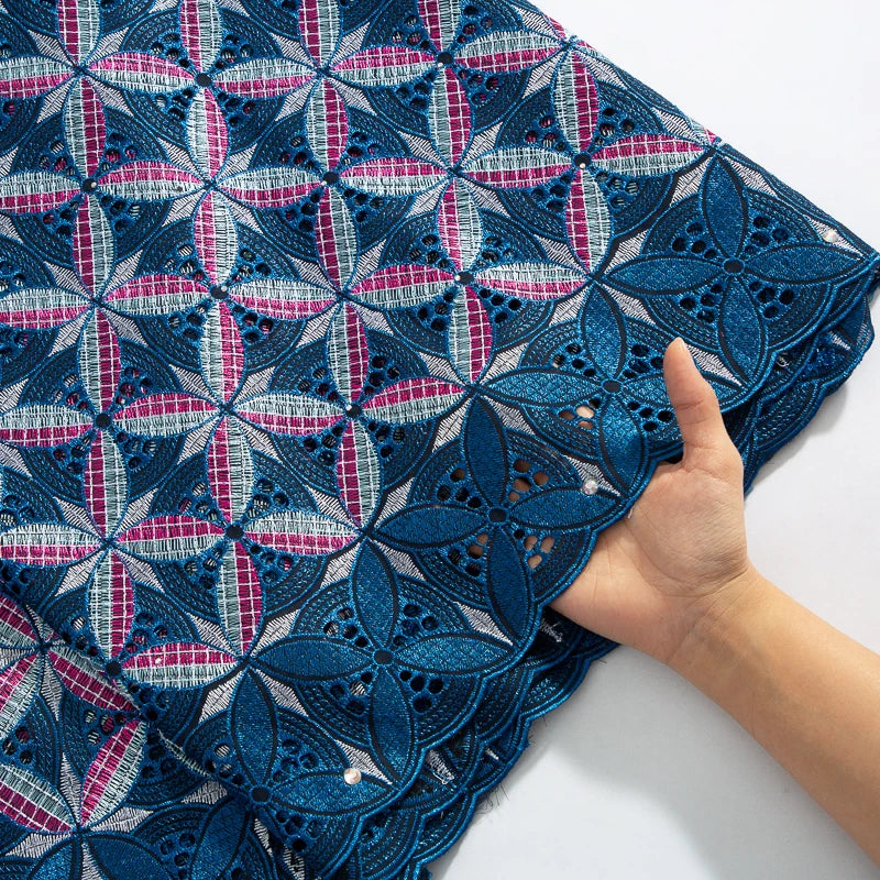 Kalume African Cotton Lace Fabric With Stones 2025 High Quality Embroidery Swiss Voile Lace In Switzerland For Dresses F4149