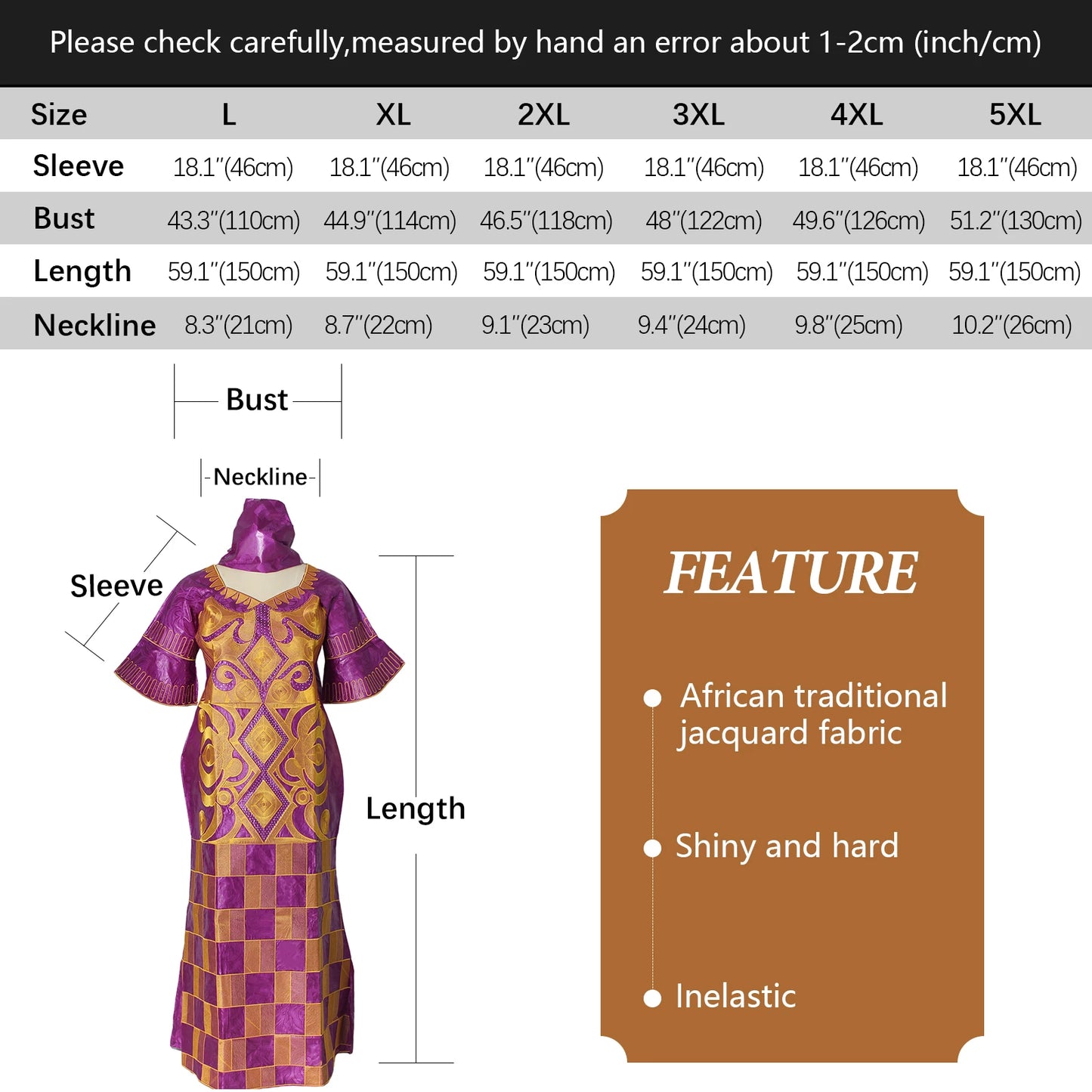 African Attire For Women Bazin Riche Embroidery Plus Size Elegant Party Church Dress