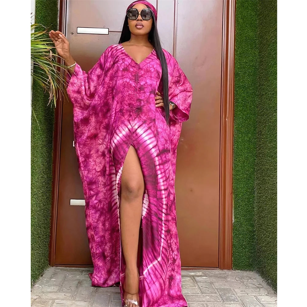 African Dresses for Women Hijab Kaftan Print Loose Boubou Robe Africa Clothes Ankara Dashiki Dubai Abaya Scarf Gown Caftan Dress