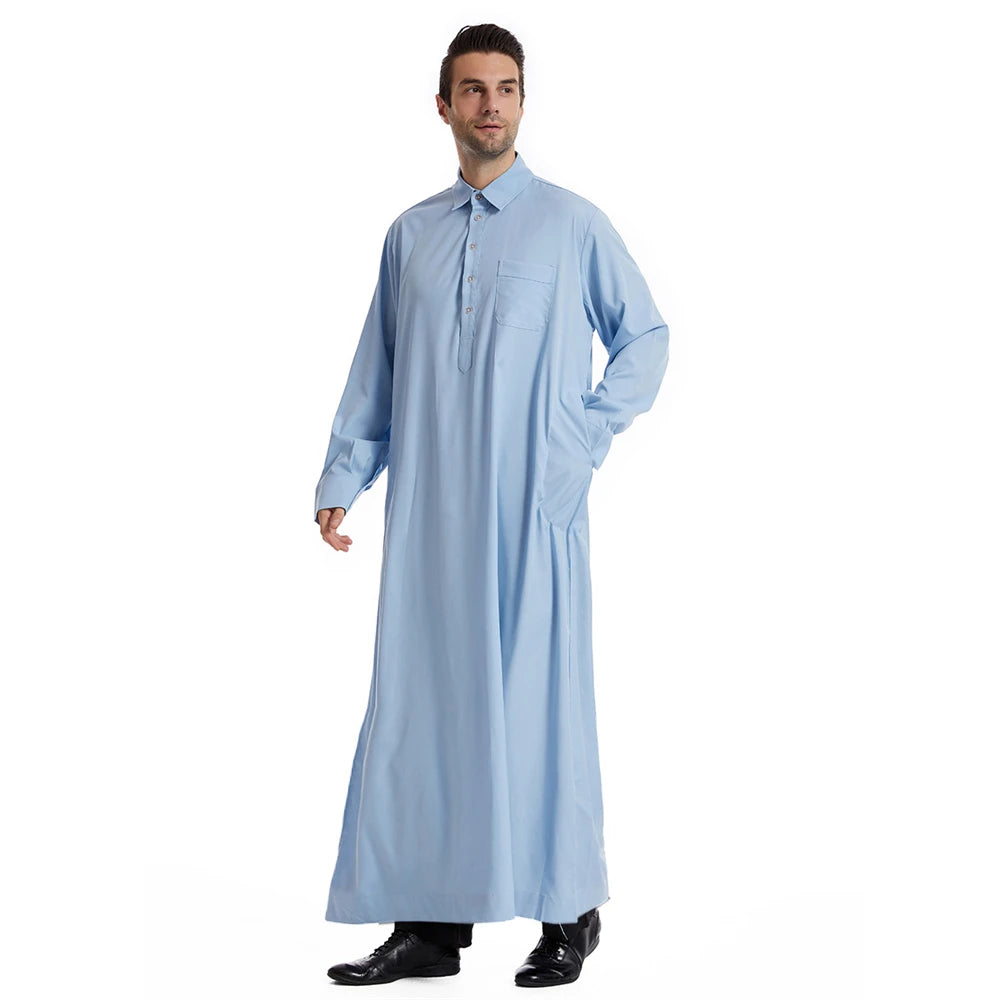 New Islamic Muslim Men Clothing Loose Jubba Thobe Abaya Front Zipper Musulmane Homme Caftan Maxi Robes Pakistan Arabia Dress