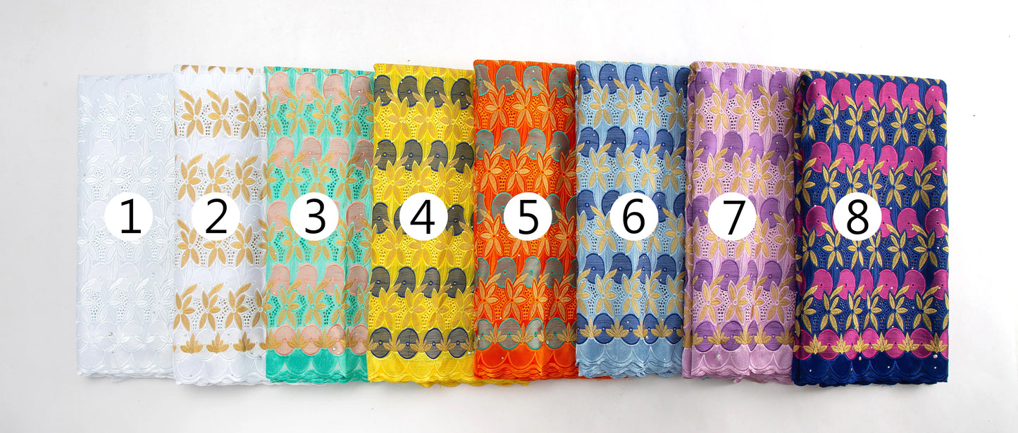 Swiss Voile Lace in Switzerland 2024 Latest Design African Lace Fabric With Rhinestones for Elegant Women Dresses Sewing A3702