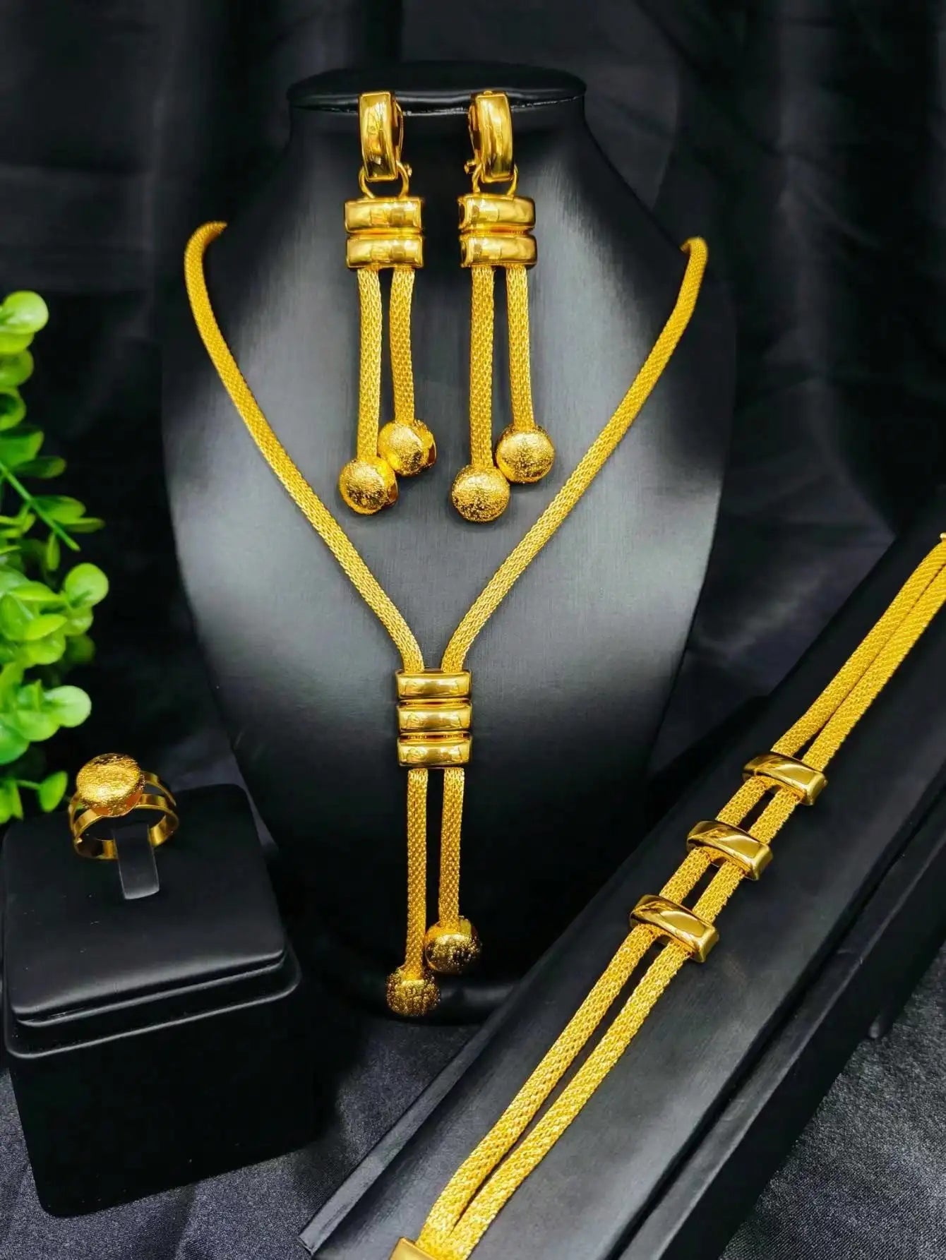 Women Ethiopian Gold Color Jewelry Set Bridal Dubai Wedding Brazilian Eritrean African Earring Necklaces Jewellery Set