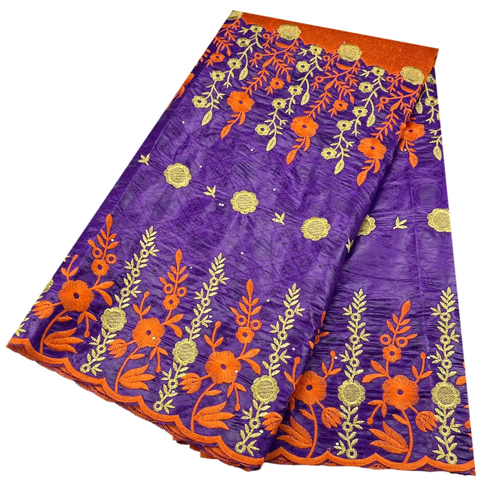 African Bazin Riche Fabric for Dress, African Lace Fabric, Nigerian Embroidery, 100% Cotton, 2.5Yards, F05, Latest