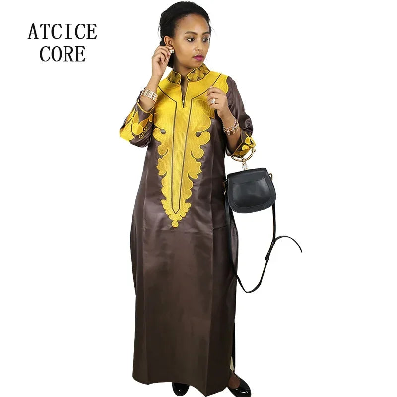 African Dress For Woman Soft Mateial With Big Emboridery Long Dress Without Scarf