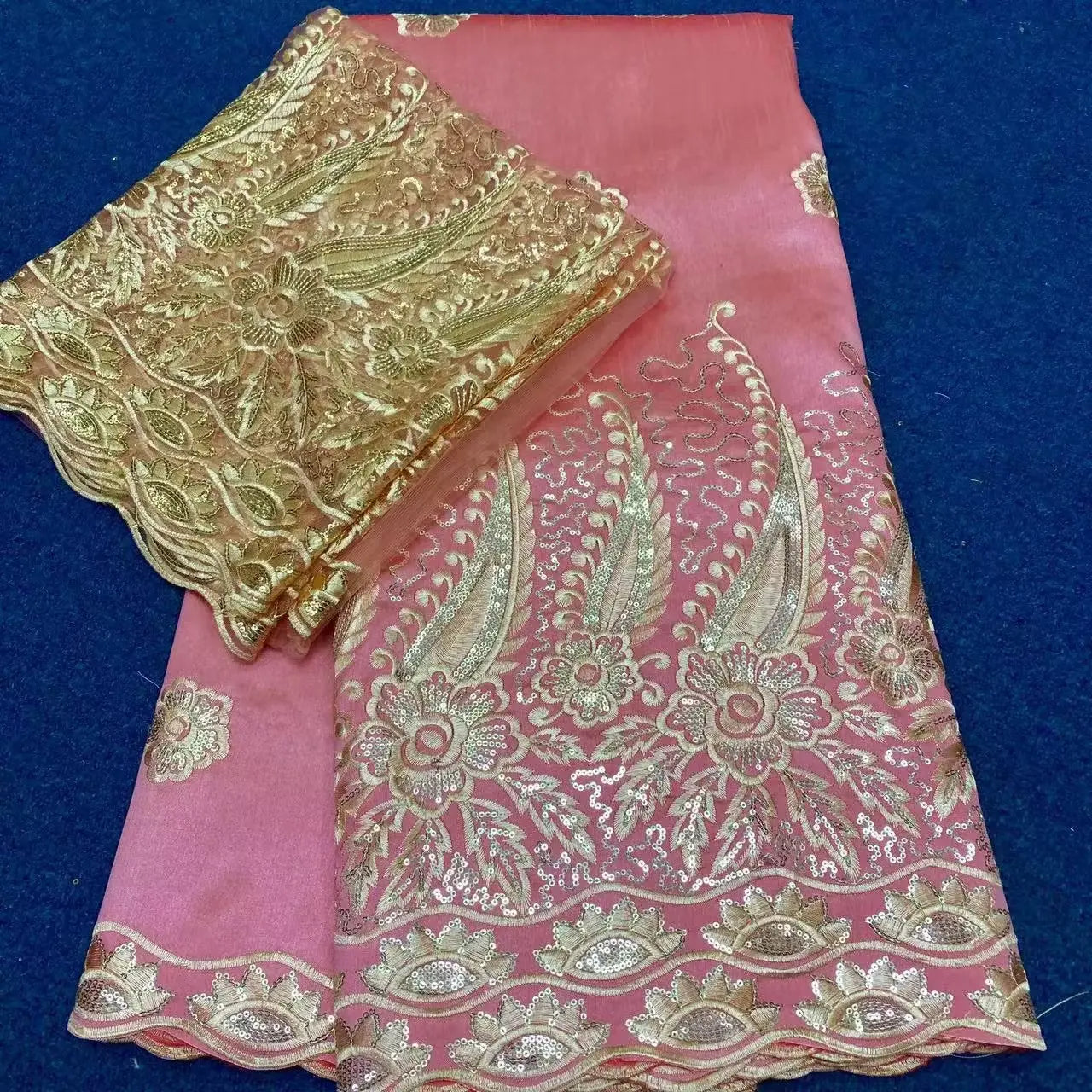 Pretty George Lace Fabric With Blouse 5+2 Yards Sets For Wedding Dress Nigerian Embroidery Guipure George Lace Fabric E23-24