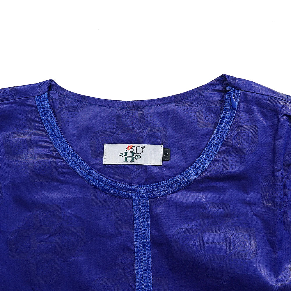 H&D African Clothing Traditional 3PCS African Outfit For Man Blue Bazin Riche Agbada Embroidered Wedding Party Robe Plus Size