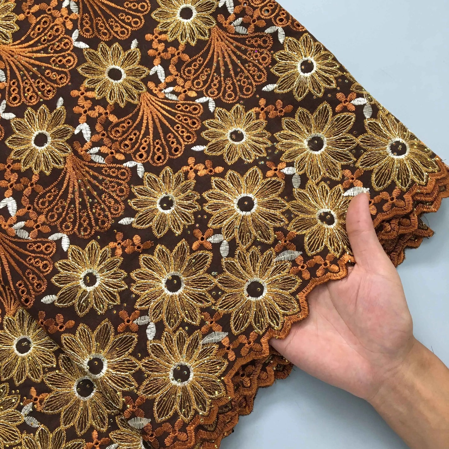 2024 African Cotton Lace Fabric High Quality Nigerian Stones Cotton Lace Fabric Swiss Voile Lace For Women Wedding Dress TY3806