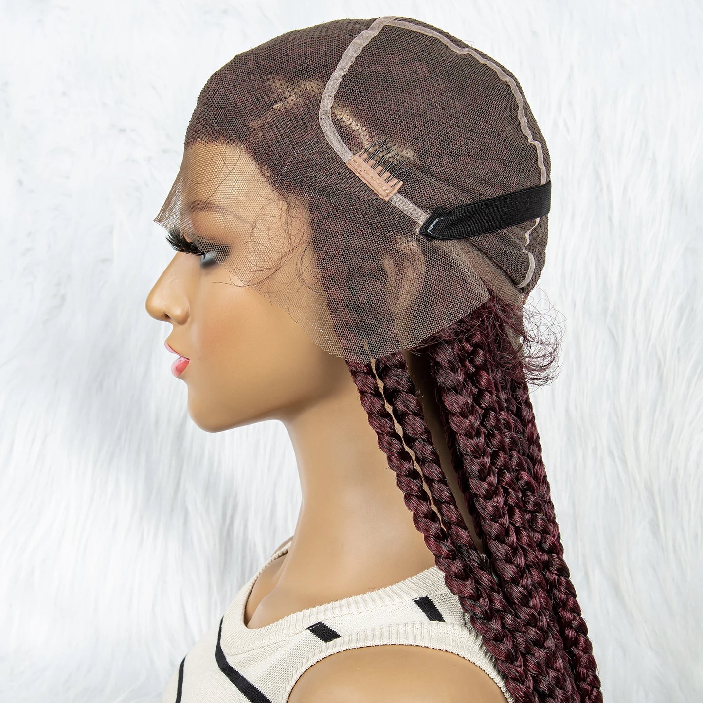 HD Full Lace Braided Wigs for Black Women Box Braids Synthetic Lace Front Wig Big Square Knotless Box Braids With Baby Hair
