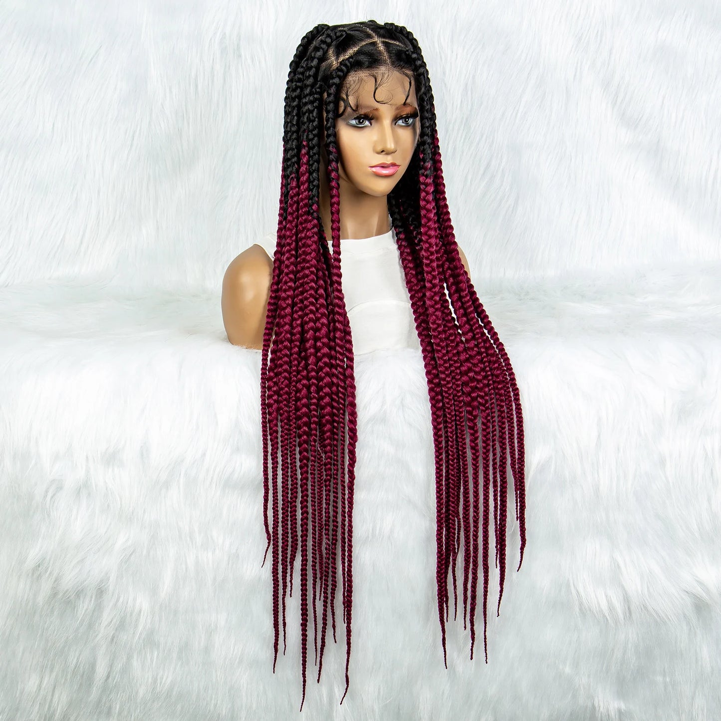 HD Full Lace Braided Wigs for Black Women Box Braids Synthetic Lace Front Wig Big Square Knotless Box Braids With Baby Hair