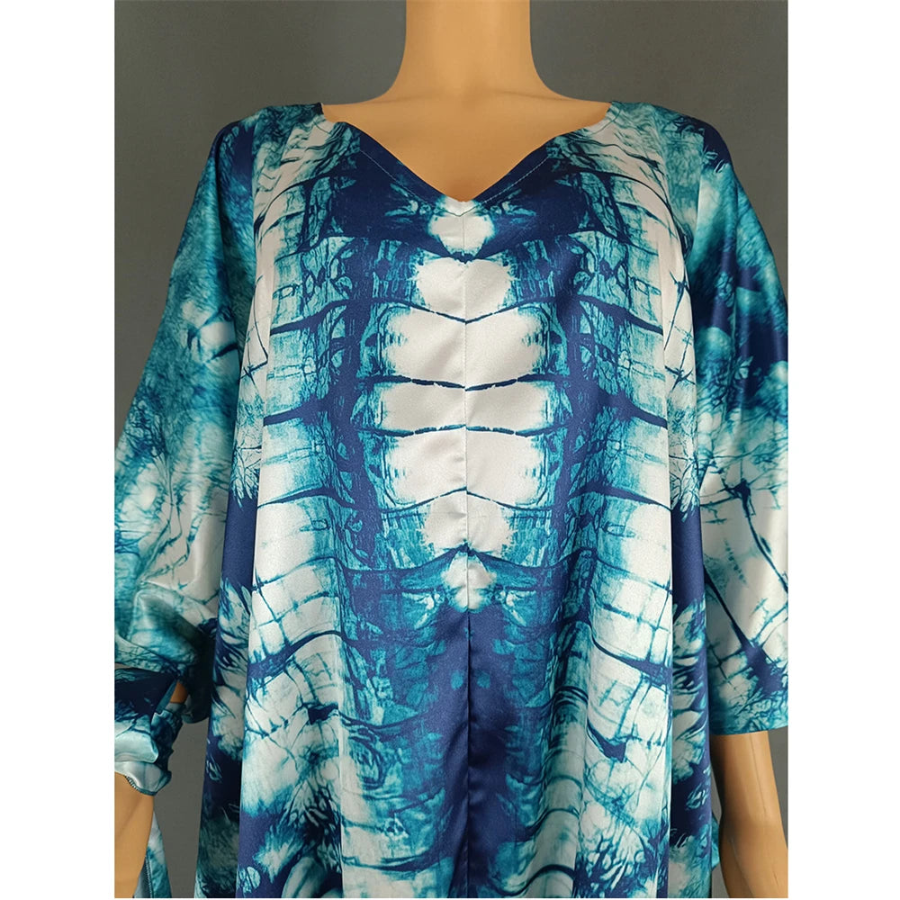 African Dresses for Women Hijab Kaftan Print Loose Boubou Robe Africa Clothes Ankara Dashiki Dubai Abaya Scarf Gown Caftan Dress