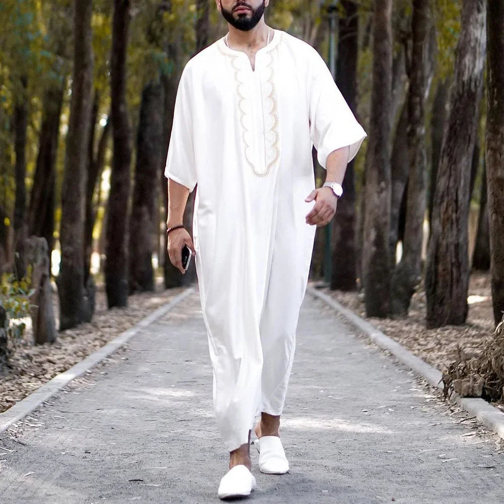 New 2025 Islam Muslim Men Clothing Loose Jubba Thobe Abaya Tenue Musulmane Pour Homme Caftan Islamic Robes Pakistan Arabia Dress