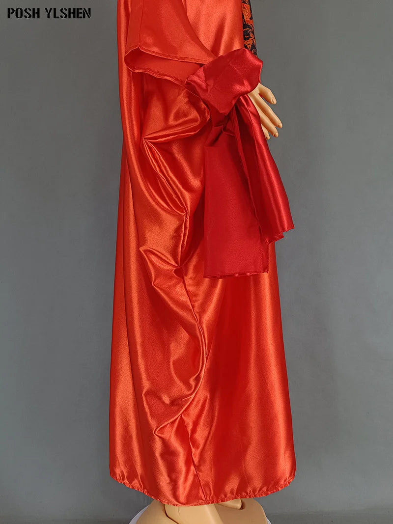 Plus Size African Long Dresses for Women 2025 Traditional Nigeria Print Patchwork Caftan Dress Abaya Musulman Robe Femme Clothes