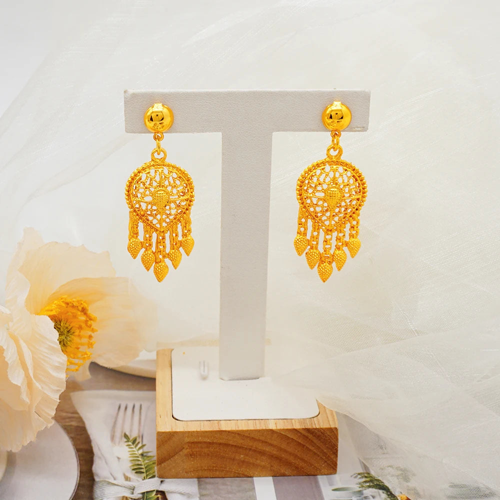 Dubai 24K Golden Plated Jewelry Set African Women's Banquet Wedding Necklace Set