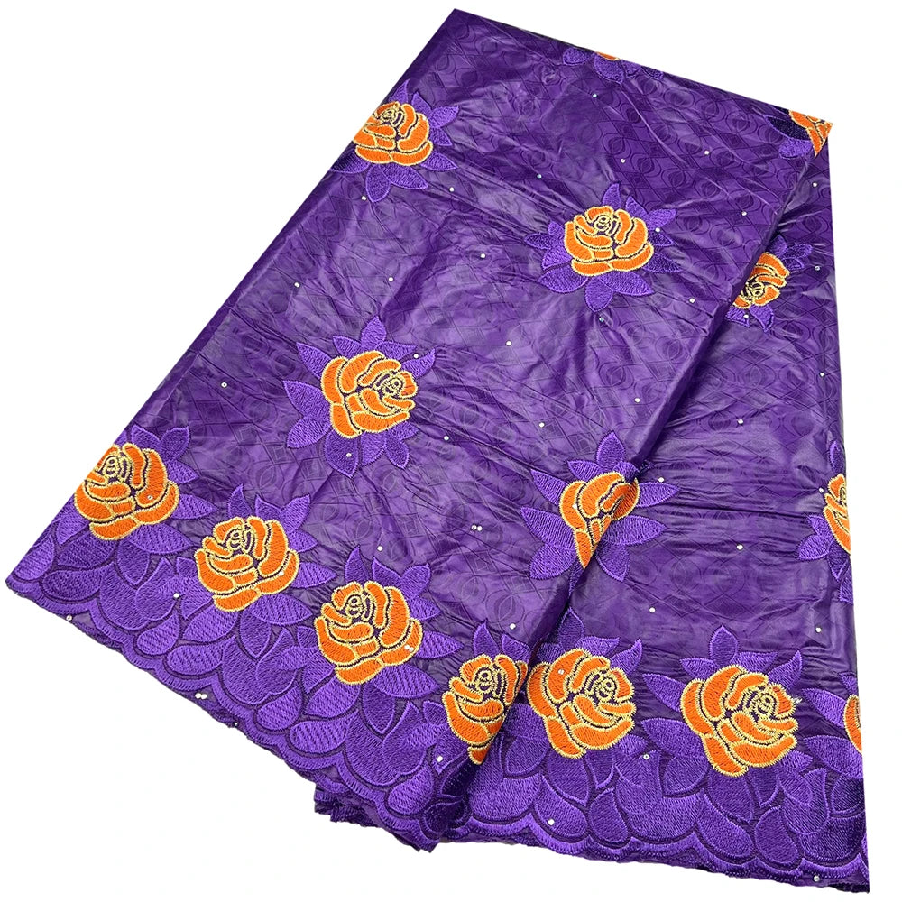 African Bazin Riche Fabric for Dress, African Lace Fabric, Nigerian Embroidery, 100% Cotton, 2.5Yards, F05, Latest