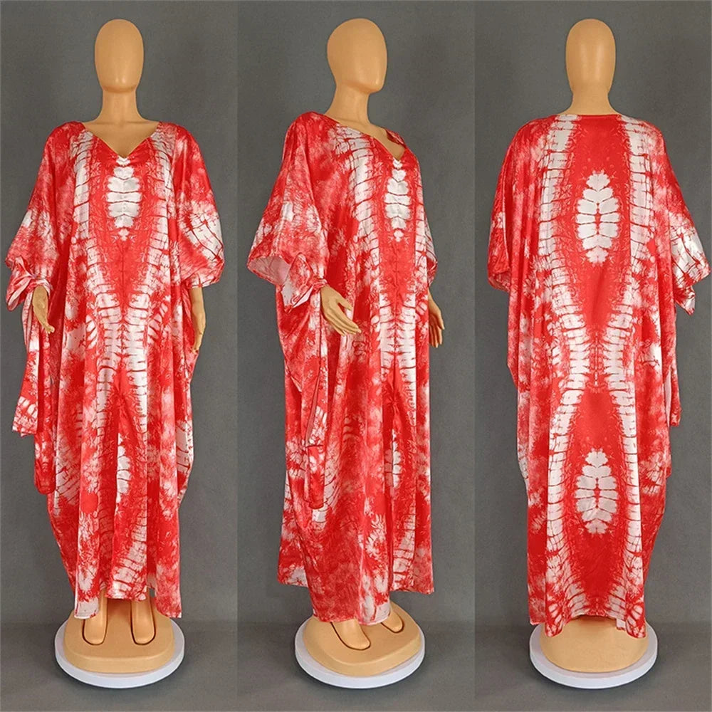 African Dresses for Women Hijab Kaftan Print Loose Boubou Robe Africa Clothes Ankara Dashiki Dubai Abaya Scarf Gown Caftan Dress