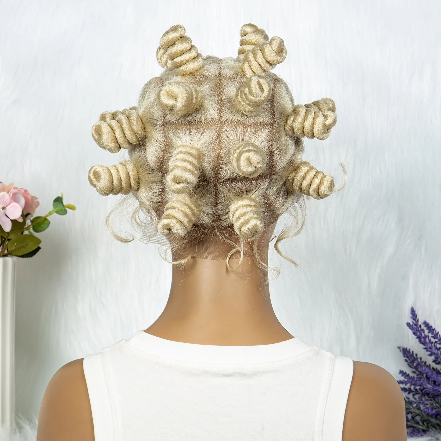 Knotless Braids Wig Synthetic Box Braided Hair Twist Braided Buns Wig Full Lace African Braiding Hair For Black Women