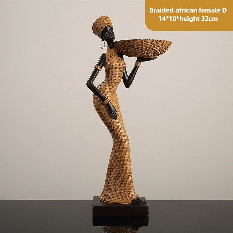 African Girl Home Ethnic Style Craft Resin Ornament Creative Gift Living Room Study Office Desk Character Decoration home decor