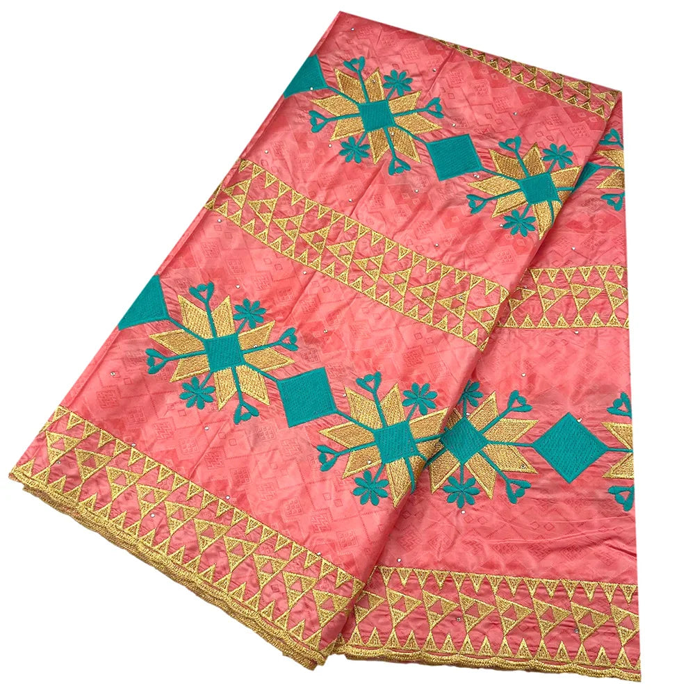 African Bazin Riche Fabric for Dress, African Lace Fabric, Nigerian Embroidery, 100% Cotton, 2.5Yards, F05, Latest