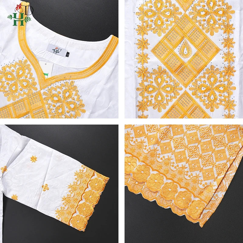 H&D African Clothing Dresses For Women 2024 Elegant Wedding Party Gown Ankara Dashiki Long Dress Roupas Bazin Riche Robes