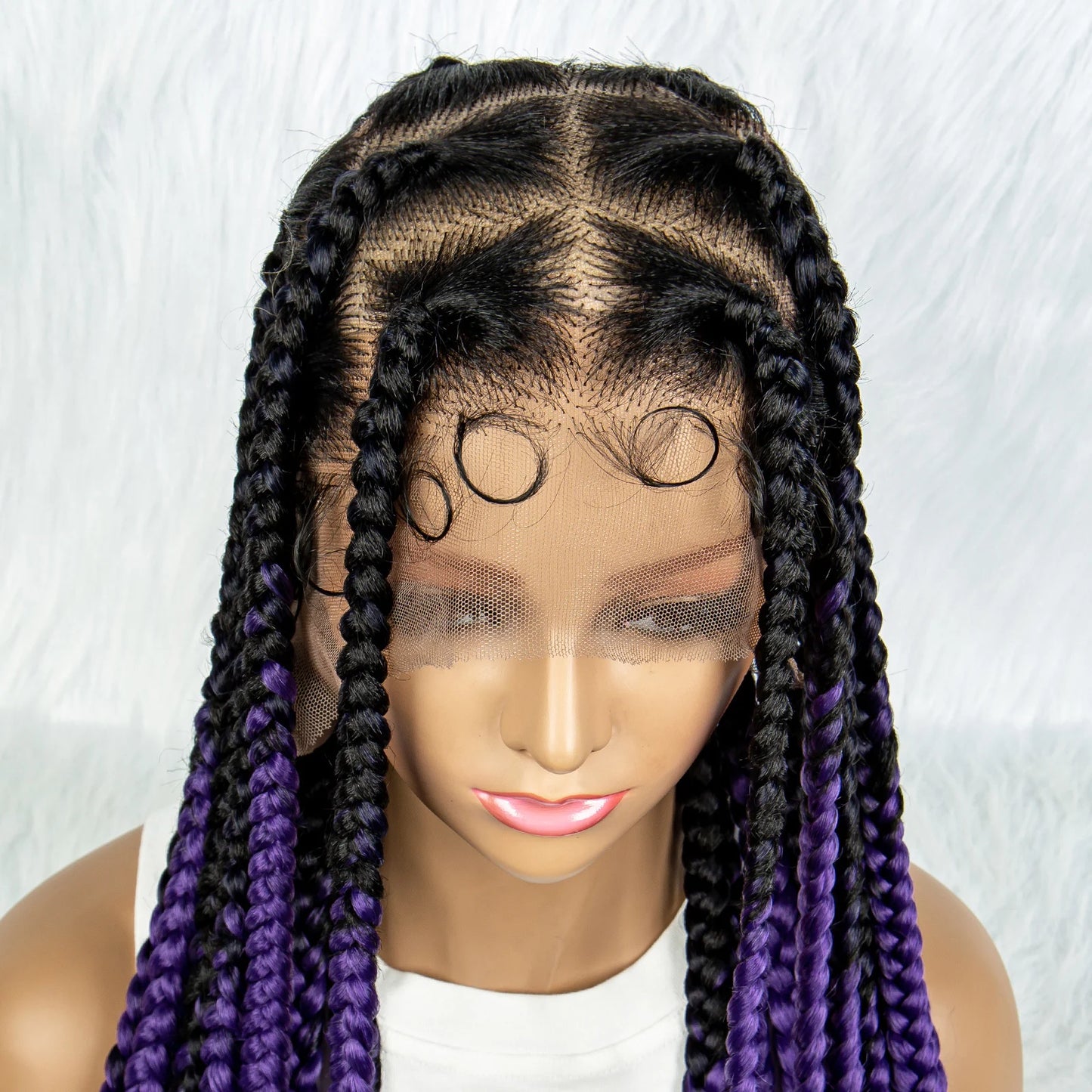 HD Full Lace Braided Wigs for Black Women Box Braids Synthetic Lace Front Wig Big Square Knotless Box Braids With Baby Hair