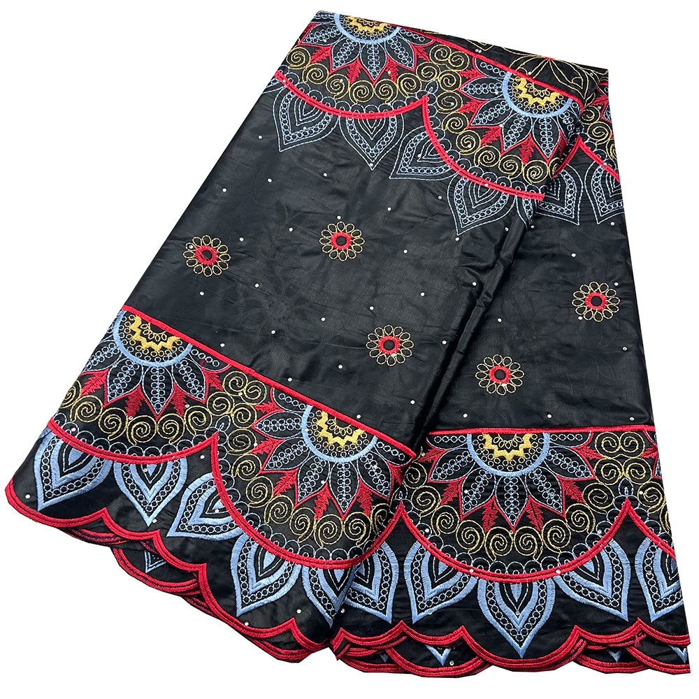 African Bazin Riche Fabric for Dress, African Lace Fabric, Nigerian Embroidery, 100% Cotton, 2.5Yards, F05, Latest