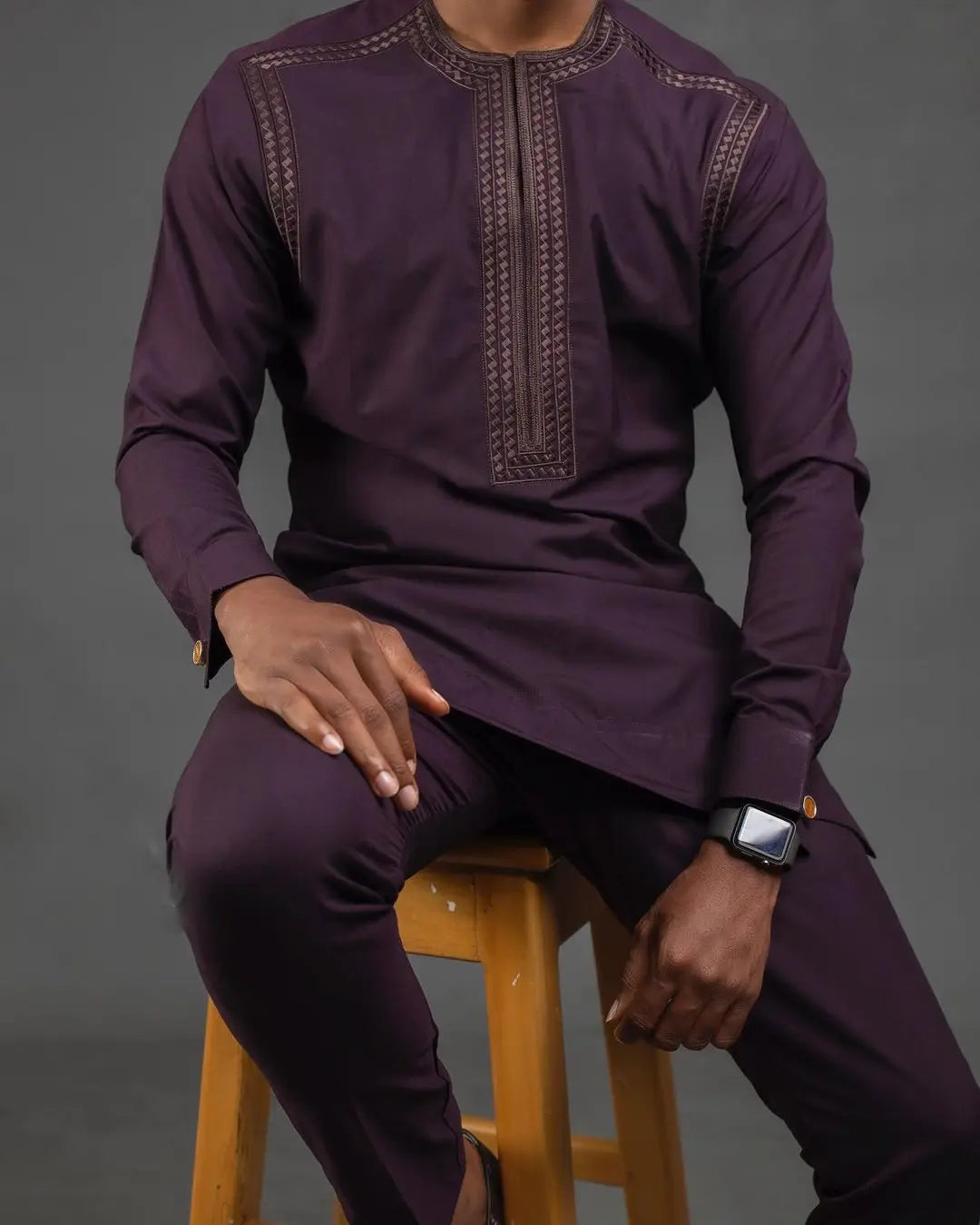 Kaftan Elegant Men's Suit Long Sleeve Ethnic Style Casual EmbroideryTop And Pants 2PCS Sets African Fashion Traditional Outfits