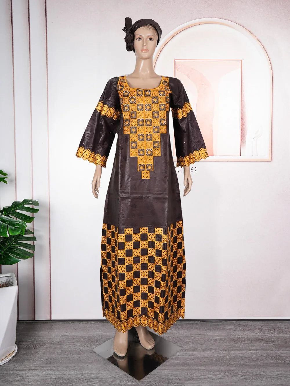H&D New African Dresses For Women Embroidery Bazin Floral Boho Dresses Ankara Rich Long Robes Tradition Party Wedding Ramadan