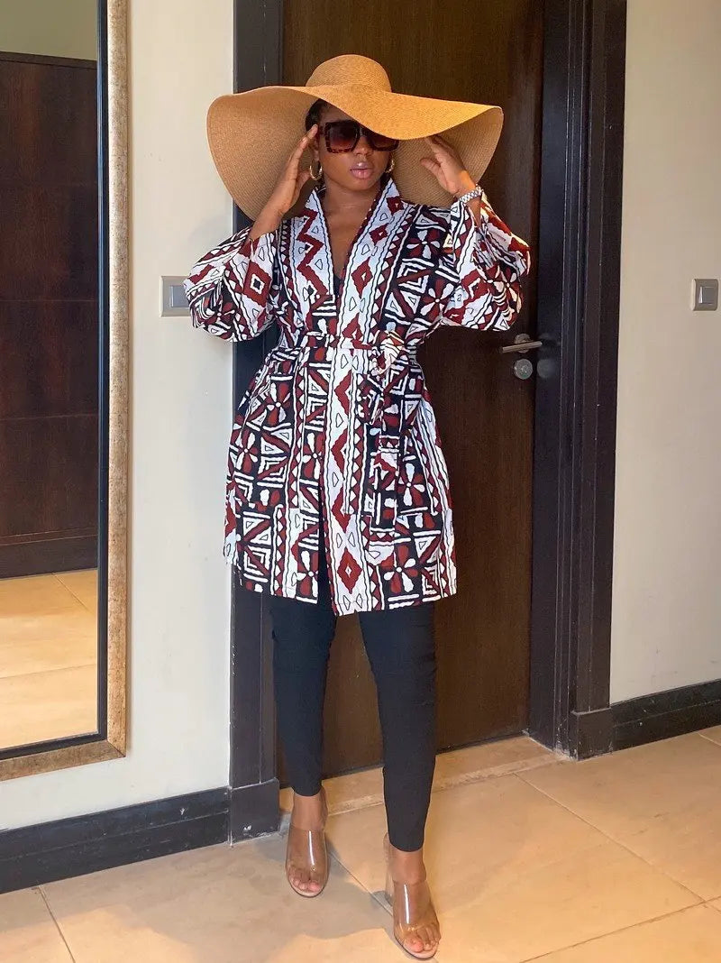 African Dresses For Women Fashion Kimono Cardigan Coat Traditional Floral Print Rich Bazin Vestidos Dashiki Party African Skirts