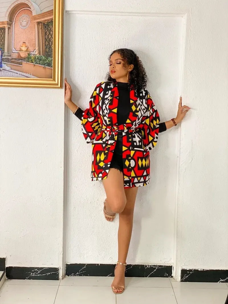 African Dresses For Women Fashion Kimono Cardigan Coat Traditional Floral Print Rich Bazin Vestidos Dashiki Party African Skirts
