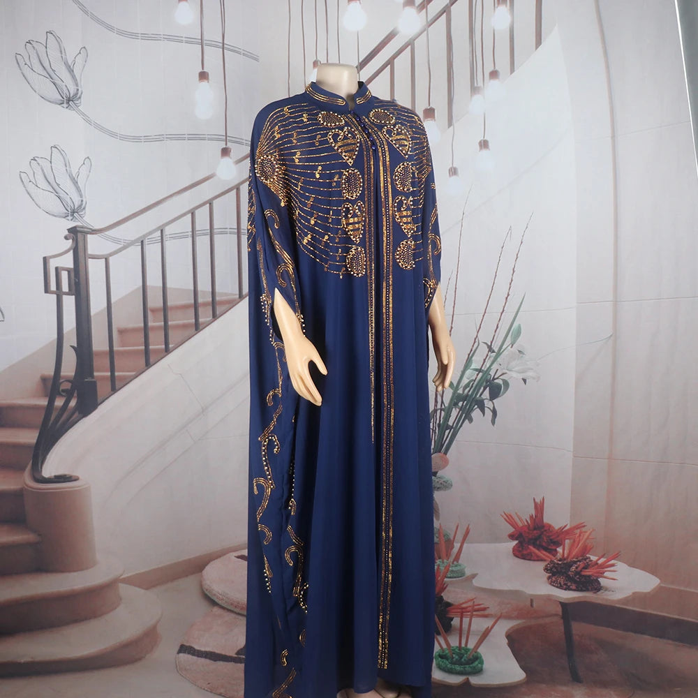 Elegant and beautiful BUBU two-piece dress african women dresses chiffon african dress rhinestone robe soirée femme luxe