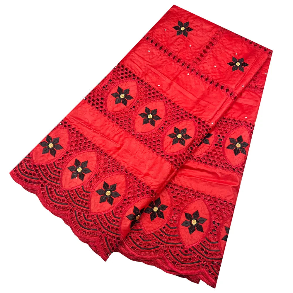 African Bazin Riche Fabric for Dress, African Lace Fabric, Nigerian Embroidery, 100% Cotton, 2.5Yards, F05, Latest