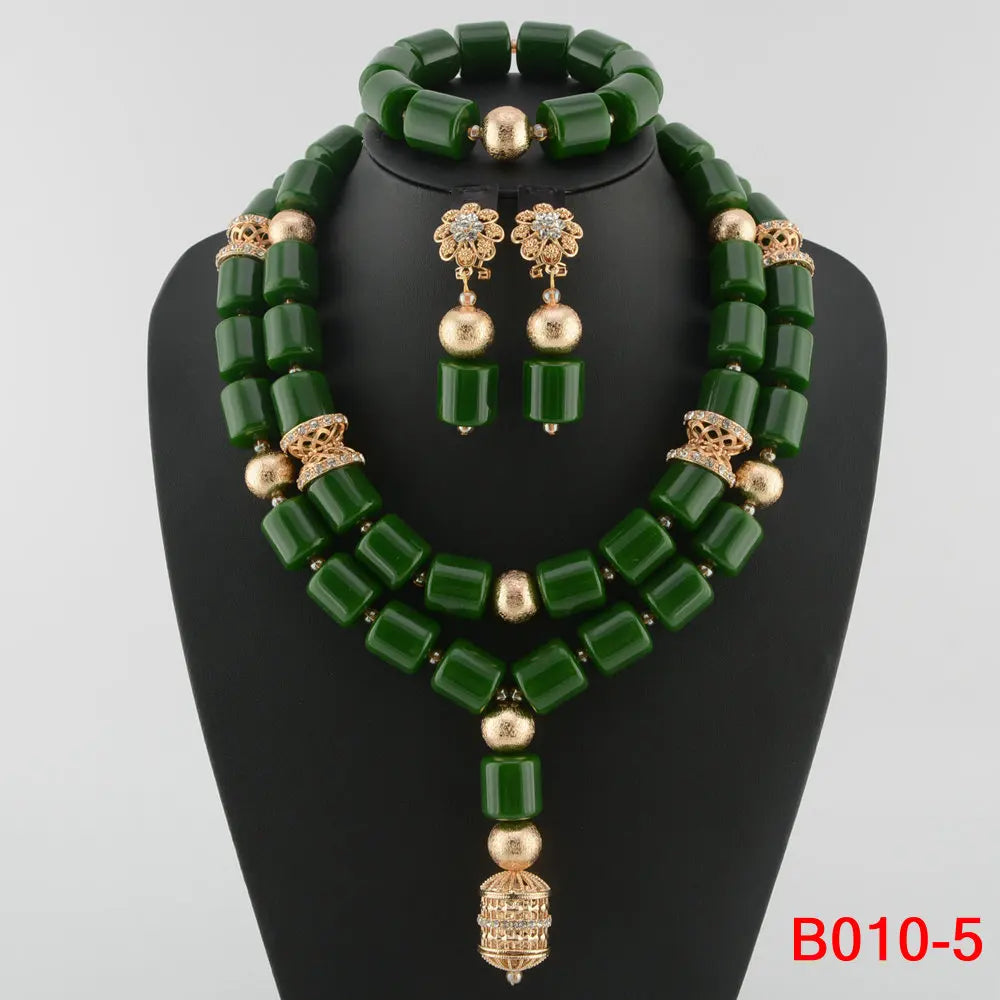 African Beads Wedding Necklace Set Artificial Coral Beads Jewelry Set Wholesale Nigeria Bride Wedding