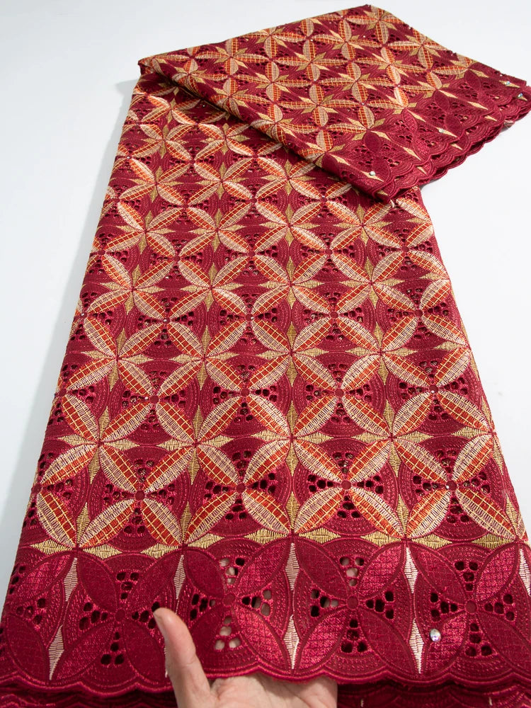 Kalume African Cotton Lace Fabric With Stones 2025 High Quality Embroidery Swiss Voile Lace In Switzerland For Dresses F4149