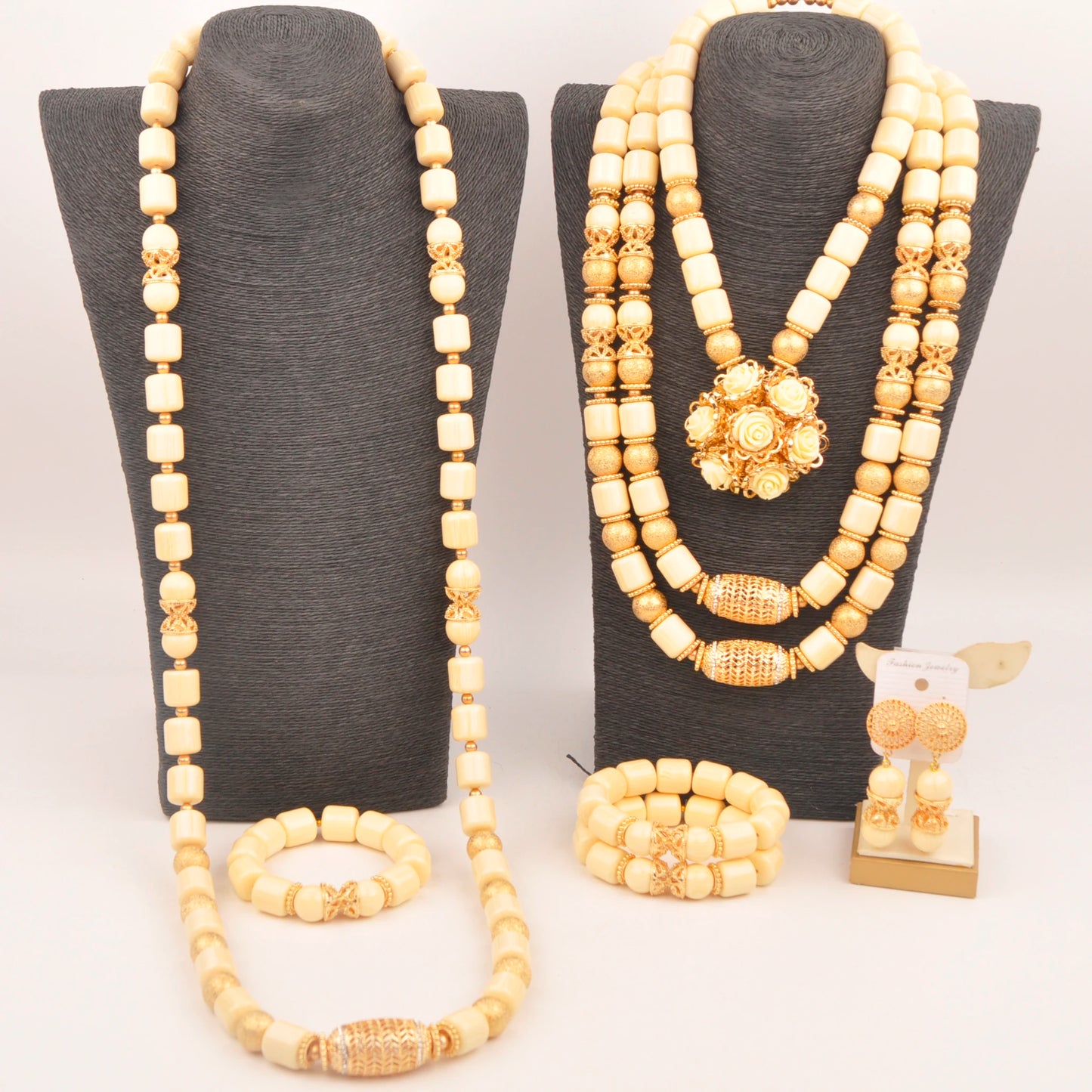 Orange Nigerian Artificial Coral Bead Necklace African Jewelry Sets