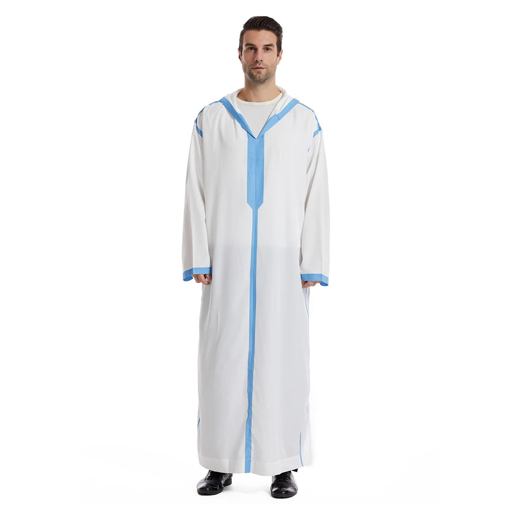 Men Abaya Muslim Dubai Saudi Long Dress Eid Hooded Jubba Thobe Islamic Clothing Moroccan Djellaba Caftan Kaftan Arabic Robe Gown