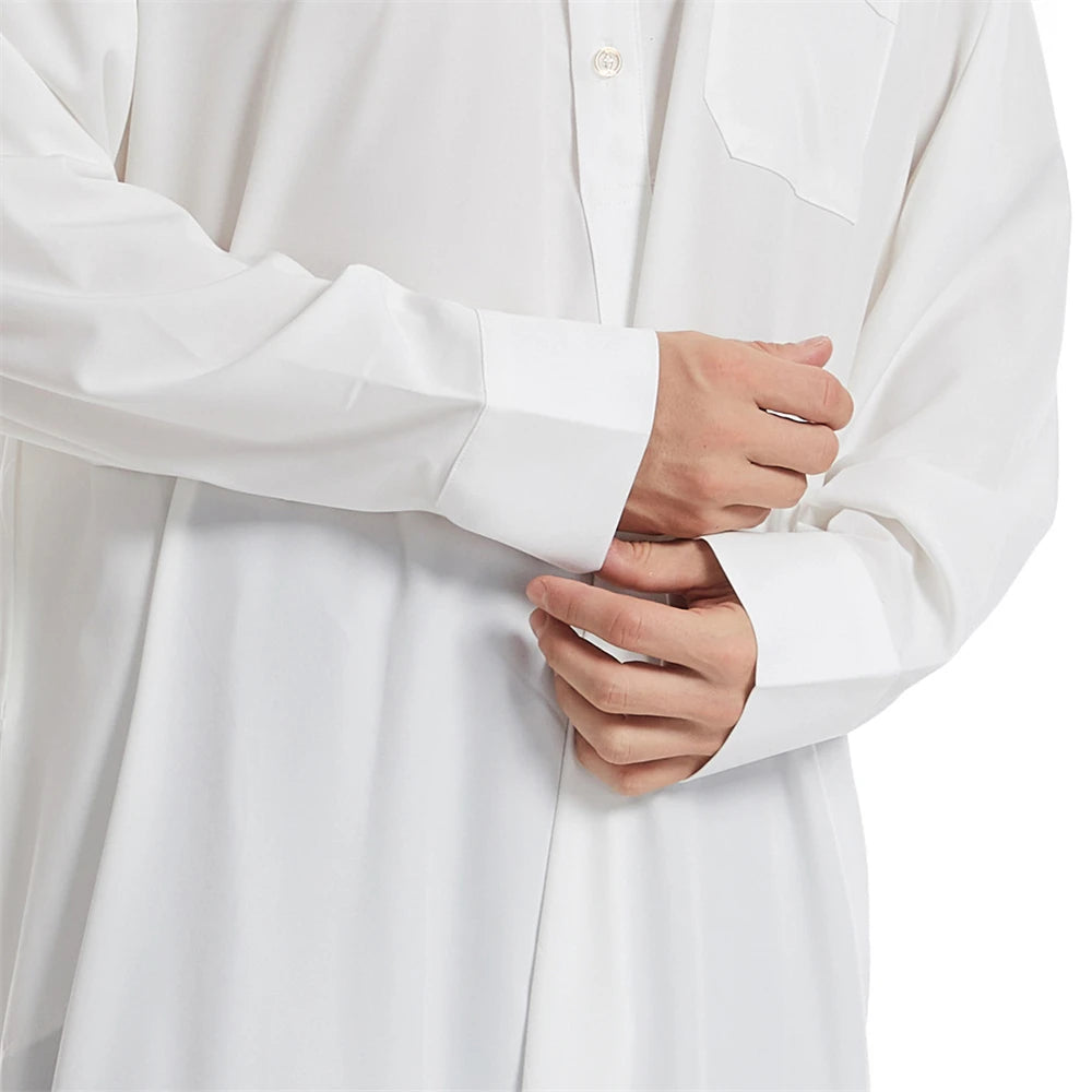 New Islamic Muslim Men Clothing Loose Jubba Thobe Abaya Front Zipper Musulmane Homme Caftan Maxi Robes Pakistan Arabia Dress