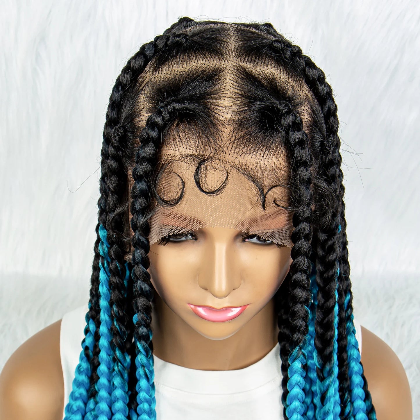HD Full Lace Braided Wigs for Black Women Box Braids Synthetic Lace Front Wig Big Square Knotless Box Braids With Baby Hair