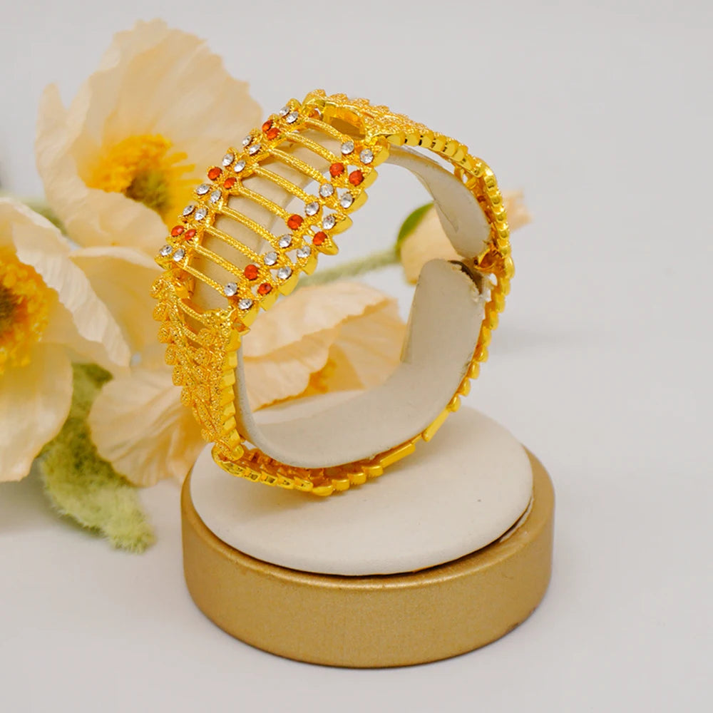 Trendy Nigerian Dubai Gold Color Jewelry Set For Women Tassel Long Chain Bridal Long Necklace Bracelet Earring Ring Wedding Sets