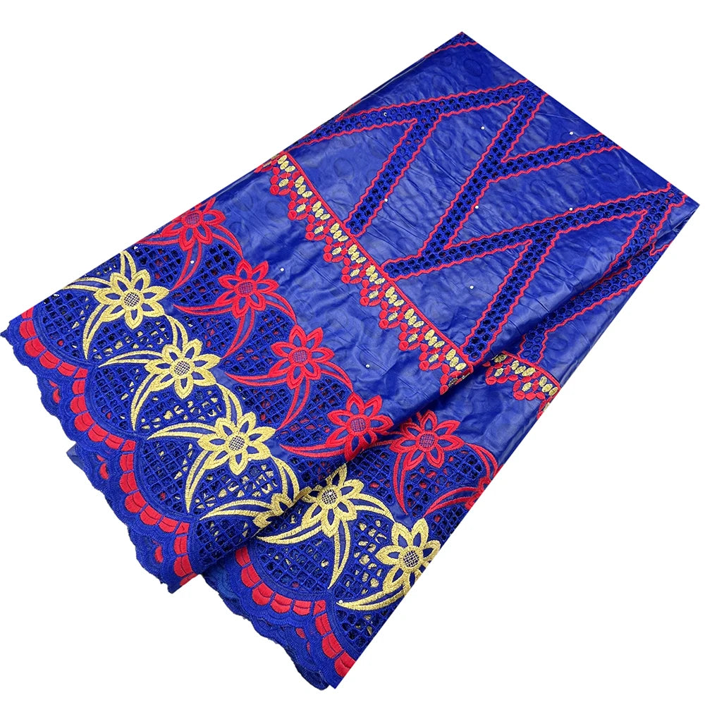 African Bazin Riche Fabric for Dress, African Lace Fabric, Nigerian Embroidery, 100% Cotton, 2.5Yards, F05, Latest