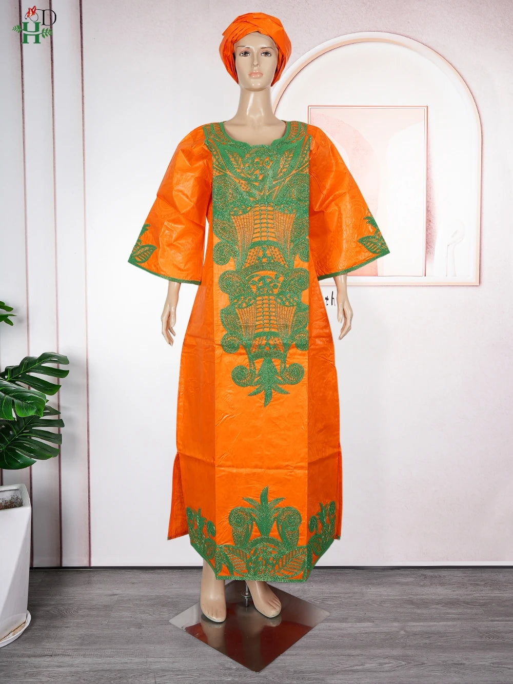 H&D African Clothing For Women Dashiki Traditional Bazin Embroidery Dresses Wedding Evening Party Gown Church Clothes Outfits