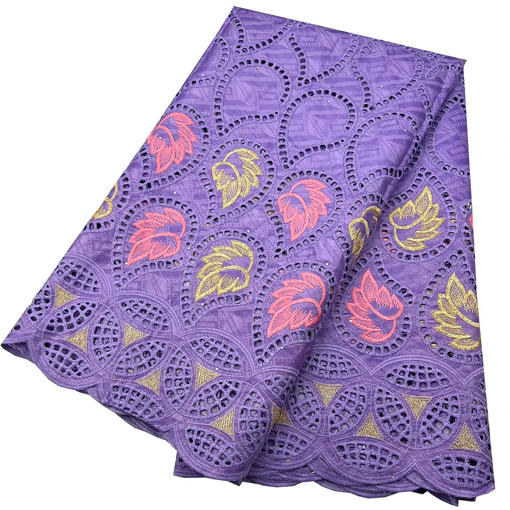 African Bazin Riche Fabric for Dress, African Lace Fabric, Nigerian Embroidery, 100% Cotton, 2.5Yards, F05, Latest