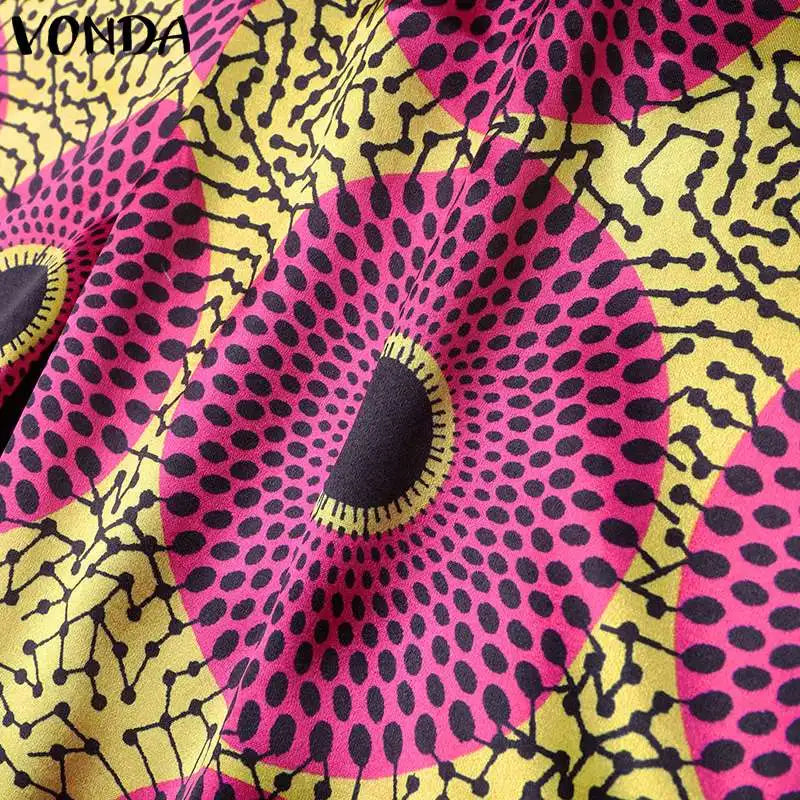 VONDA Plus Size Women Elegant Wide Leg Pants Pants Sets 2024 Vintage 3/4 Sleeve Elastic Waist Tops+Trousers Casual Pleated Suits