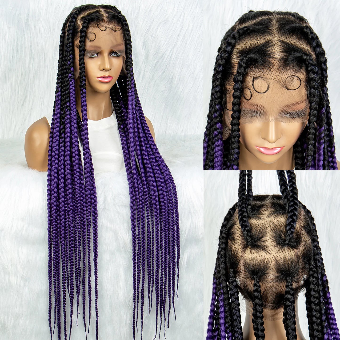 HD Full Lace Braided Wigs for Black Women Box Braids Synthetic Lace Front Wig Big Square Knotless Box Braids With Baby Hair