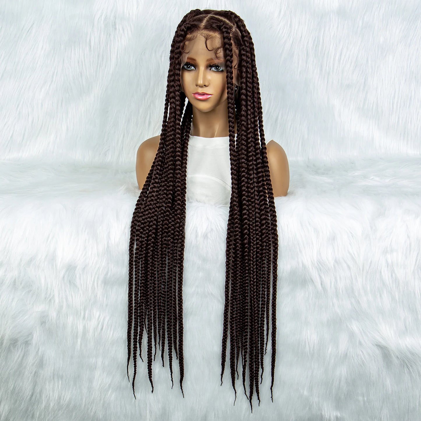 HD Full Lace Braided Wigs for Black Women Box Braids Synthetic Lace Front Wig Big Square Knotless Box Braids With Baby Hair